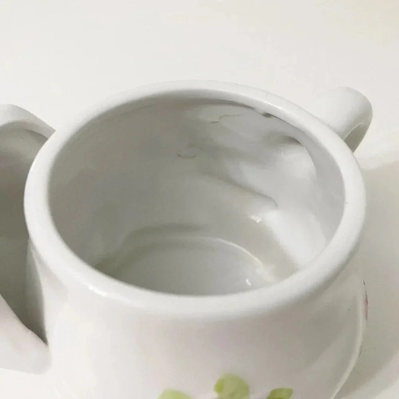 Vtg White Ceramic Kitty Cat Pink Flowers  Tea Bag Holder Cup Mug Small Chip - Picture 8 of 16